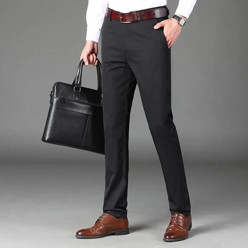 MALLVOSE - Celana Pria Formal Bahan Premium Black Slimfit