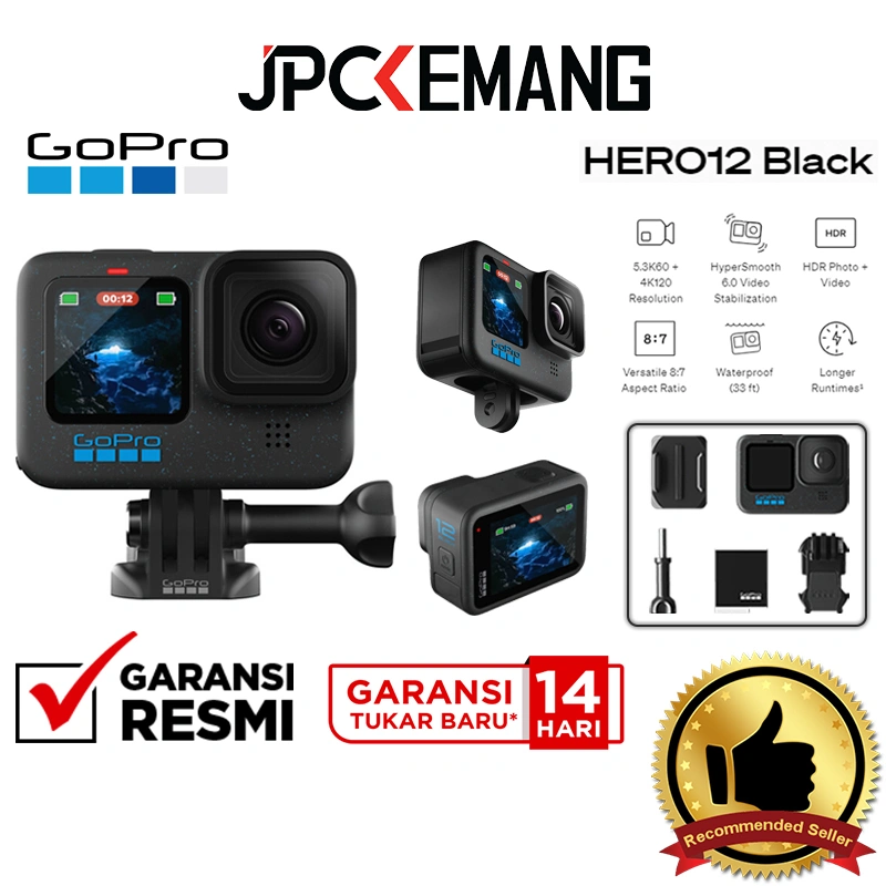 GoPro Hero 12 Black Action Cam Camera Go Pro Hero12 Garansi Resmi