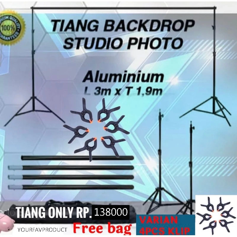Taffstudio Tiang Backdrop 3M 10ft Studio Photo Foto untuk Green Screen Tiang Stand Background