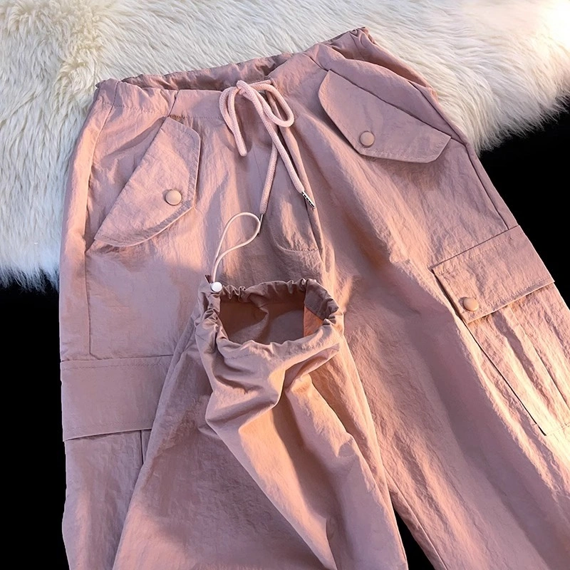 Celana Kargo Serut - Highwaist Loose Cargo - Celana Kargo Wanita - Celana Olahraga Longgar