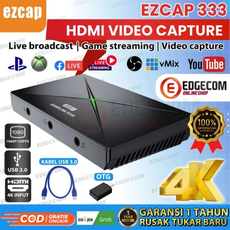 EZCAP 333 HDMI CAPTURE CARD LIVE STREAMING / RECORD TO USB 3.1 GAMELINK RAW HD 4K