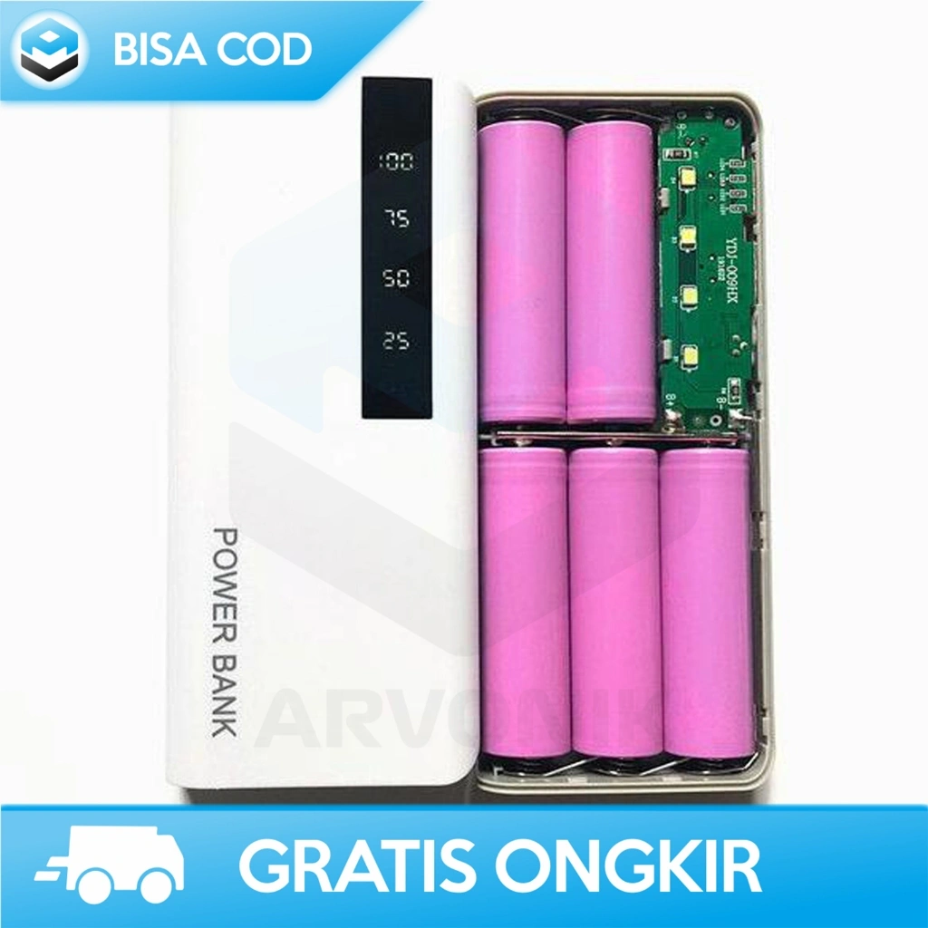 POWERBANK CASE DIY 5x18650 BATERAI FAST CHARGER TIGA PORT USB+DISPLAY