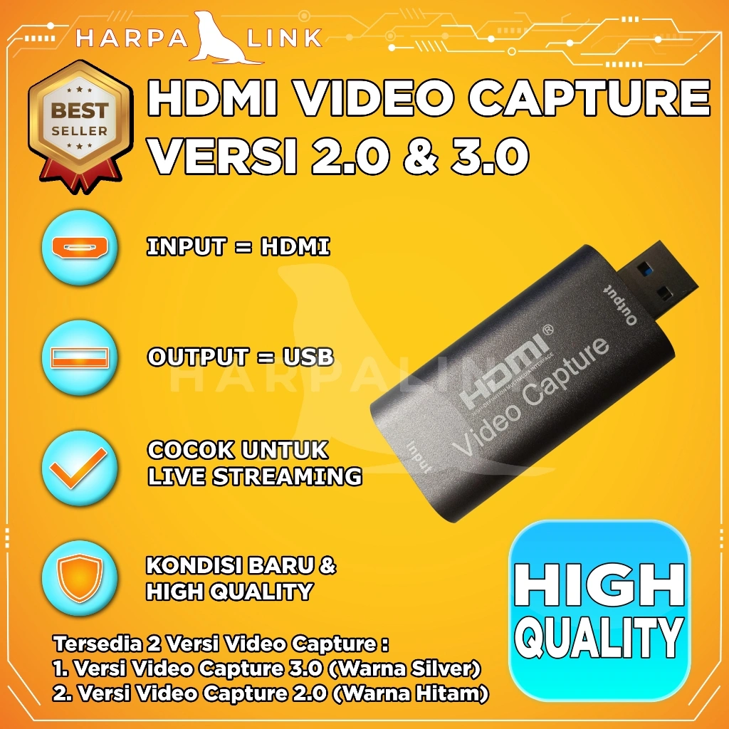 Video Capture HDMI to USB Support Full HD 1080p HDMI Video Capture Card USB 2.0 Mobile Game Live Streaming Recording Versi 2.0 & 3.0