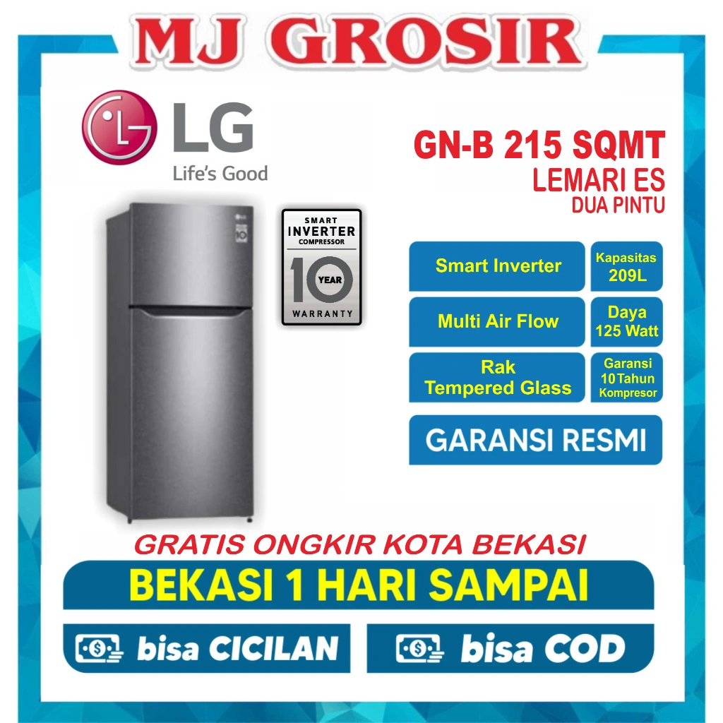 KULKAS LG GN-B 215 SQMT / GV-B 212 PFNR / SK V 250 VBK LEMARI ES 2 PINTU INVERTER TERLARIS DAN HEMAT LISTRIK
