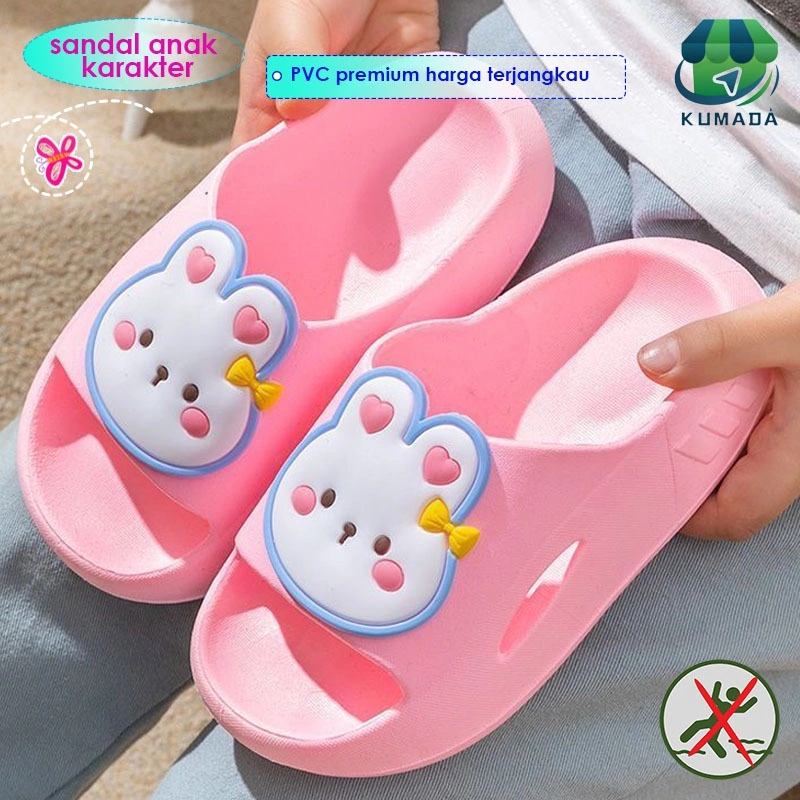 Sandal Anak Perempuan Kelinci Kecil Yang Lucu Bahan Pvc Nyaman Dipakai Tidak Licin Sandal Import Murah/Sandal Anak Bermain