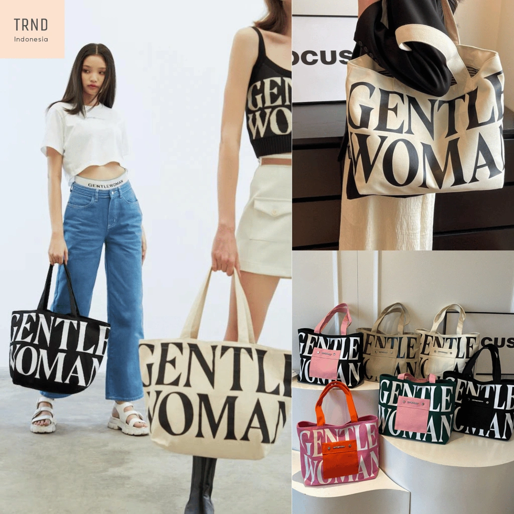 Tas GW Tote Bag - Tas Wanita Gentel Woman Kanvas Selempang GW Bangkok BKK Tas Bahu TB013