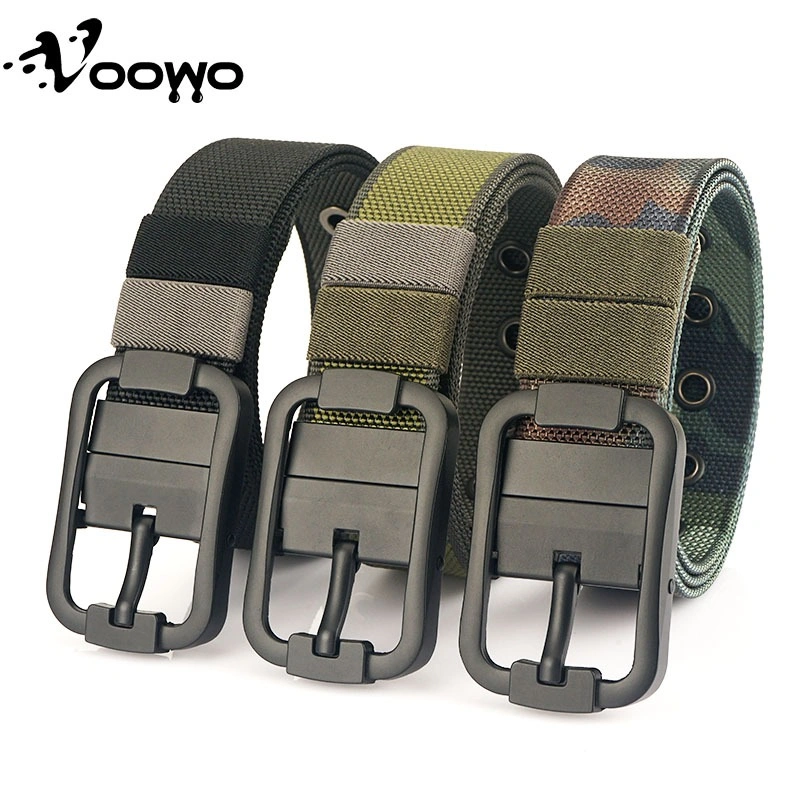 Voowo 360° Ikat Pinggang Pria Ganda Nylon Canvas Sabuk Pinggang Pria Tactical Gesper Pria Belt