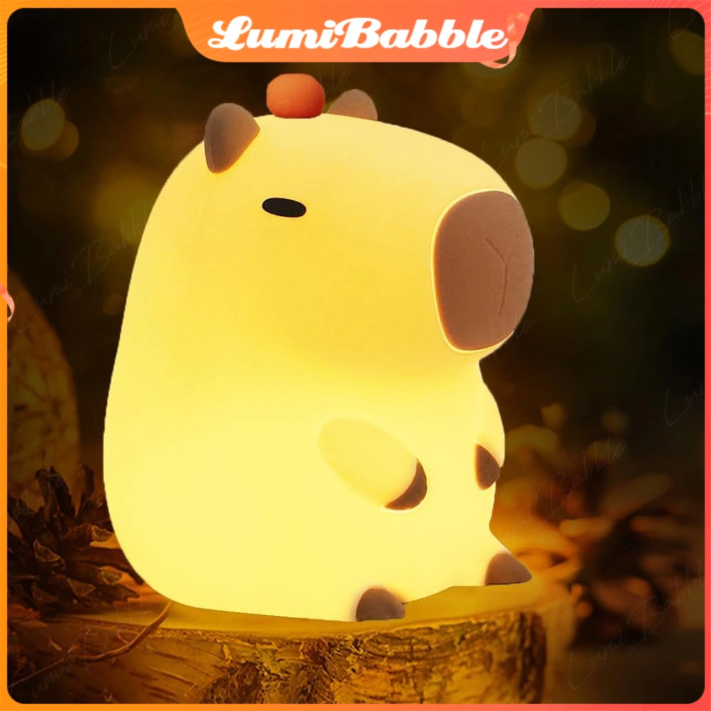 Lucu Kartun Capybara Silikon Lampu Malam Lampu Malam USB Isi Ulang Waktu Peredupan Lampu Tidur Peredupan untuk Dekorasi Kamar Anak