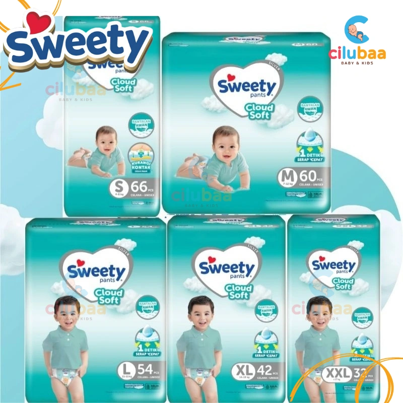 Sweety Silver Pants  S66/ M60/ L54/XL42/XL34/XXL32 popok Newborn - Popok Bayi Sekali pakai