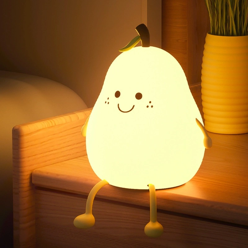 Lampu Tidur lampu meja Silicone Anak Buah Pir Pear bufenli lucu