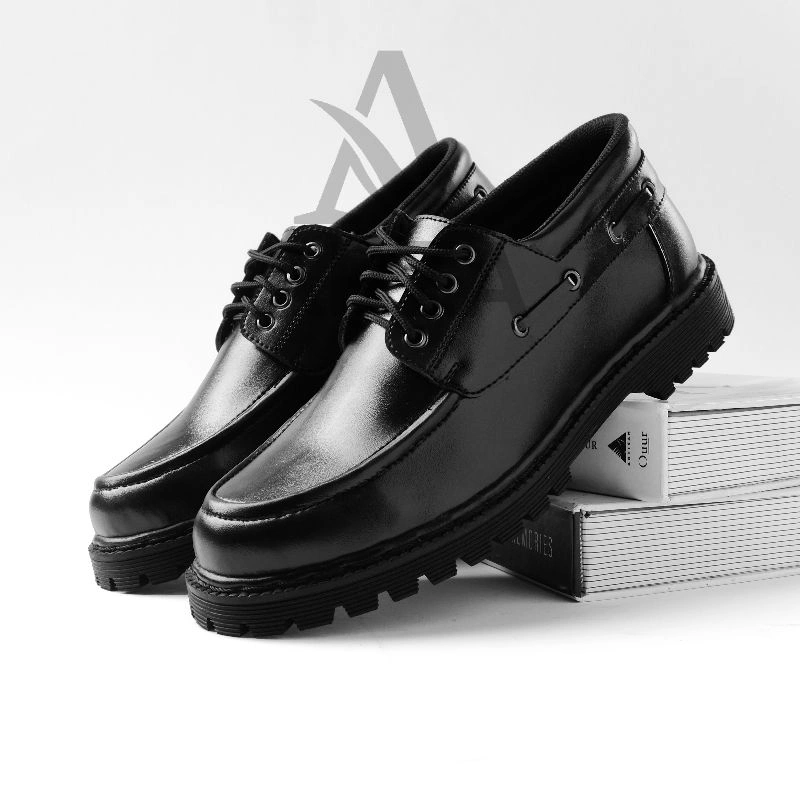 Arza Carsel Sepatu Formal Pria Docmart Pantofel Oxford Kerja Kantor Kuliah Kondangan Full Black