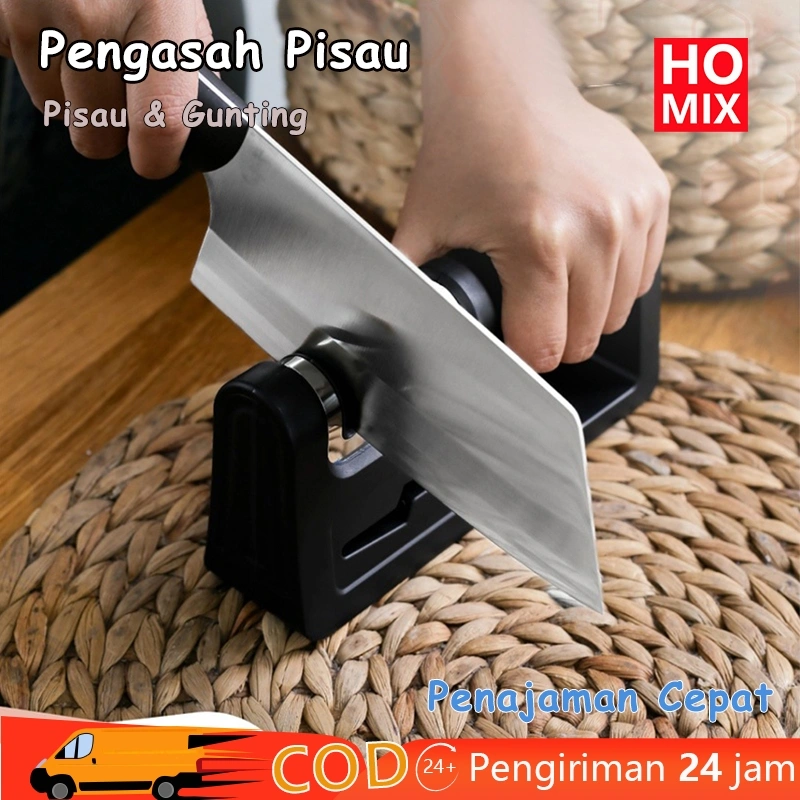 HOMIX Alat Pengasah Pisau Rumah Tangga Multi-fungsi & Gunting 4 Kepala Asah Knife Sharperner Penajaman Cepat