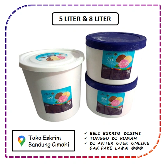 Es Krim Ice Cream Eskrim Aice 8 Liter Ember Family 3 in 1 Vanilla Coklat Strawberry