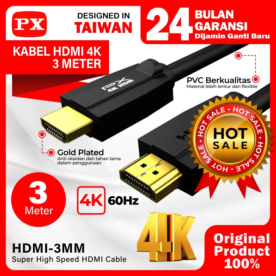 Kabel HDMI 4K Ultra HD ARC HDMI Cable  3 Meter Dolby Audio PX HDMI-3MM