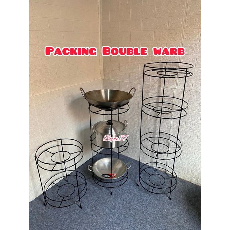 Rak Panci holder organizer cookware telfon wajan susun 3 dapur serbaguna 3 tingkat