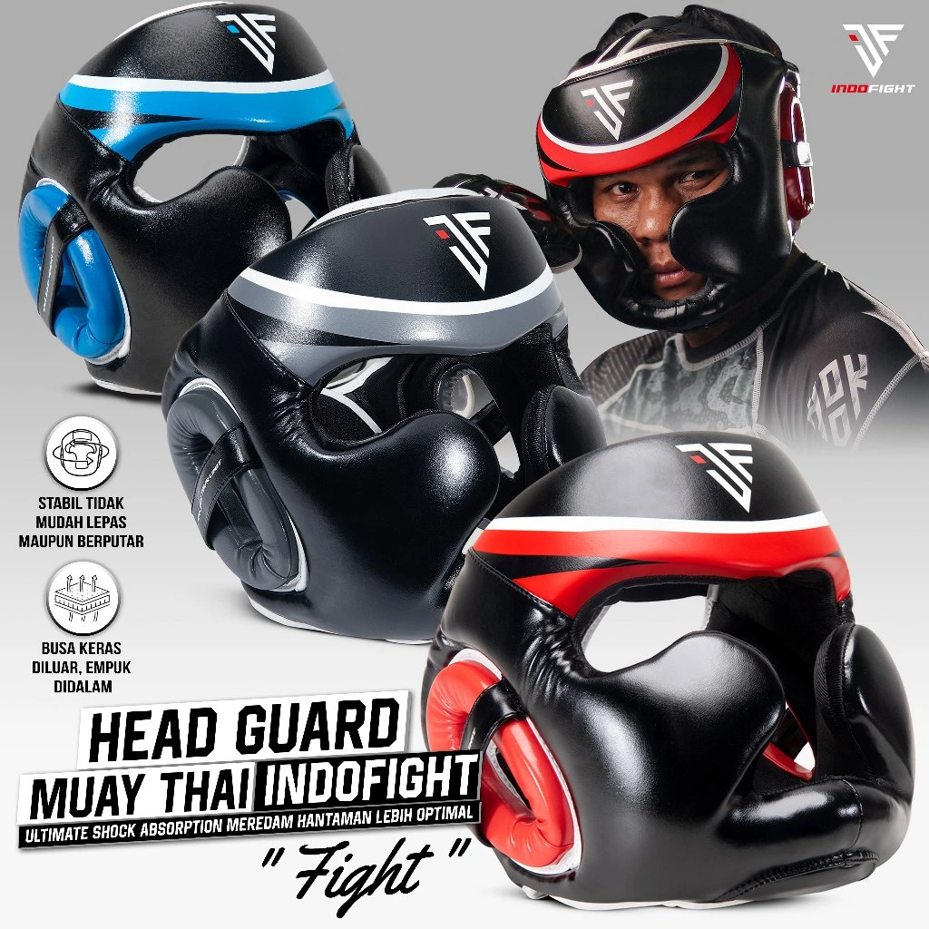 Head Guard Boxing Indofight Helm Tinju Pelindung Kepala Boxing Head Gear Muaythai Head Protector Kickboxing SH1