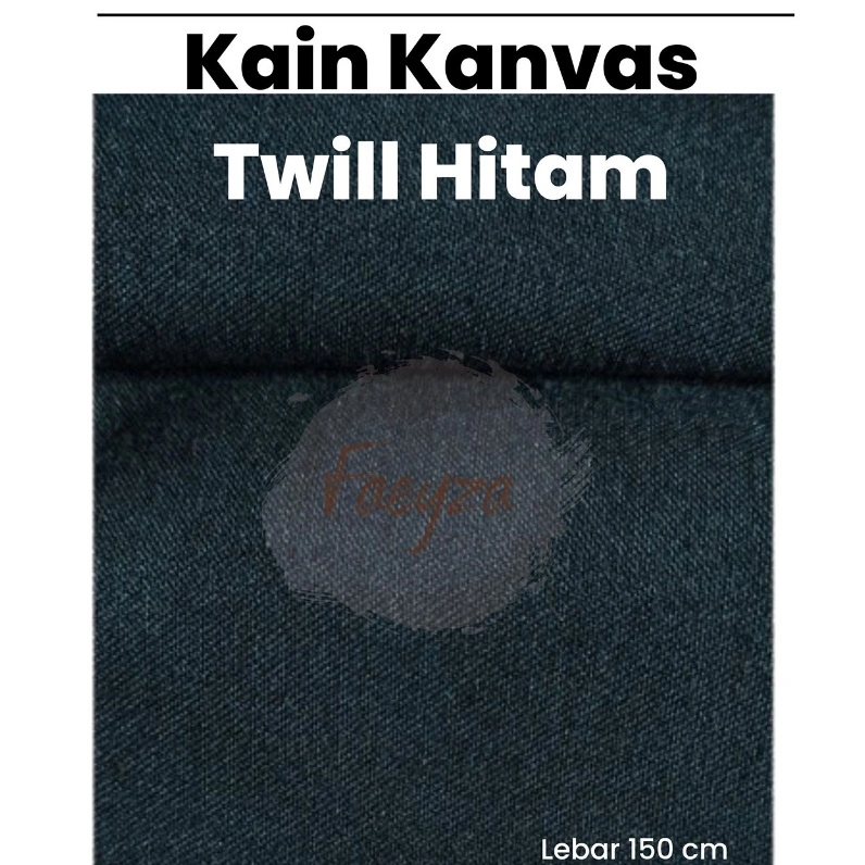 (Per roll) Kain Yfaino Baby Kanvas Hitam PE / Polyester Tebal Hitam , twill lebar 150cm, 10oz