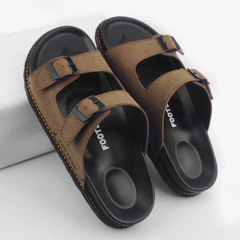 Footsky - Martis Brown Sandal Casual Pria Wanita Sendal Main Kasual Modern Gaul Ori Original Laki-laki Cowok Distro