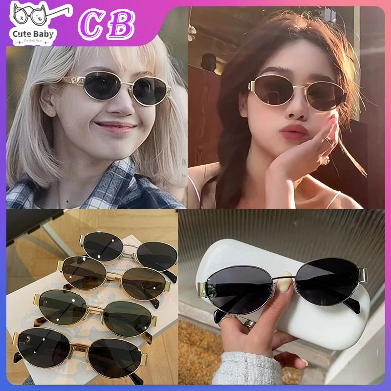 Kacamata hitam oval kacamata hitam pelindung matahari fotografi jalanan wanita gaya baru