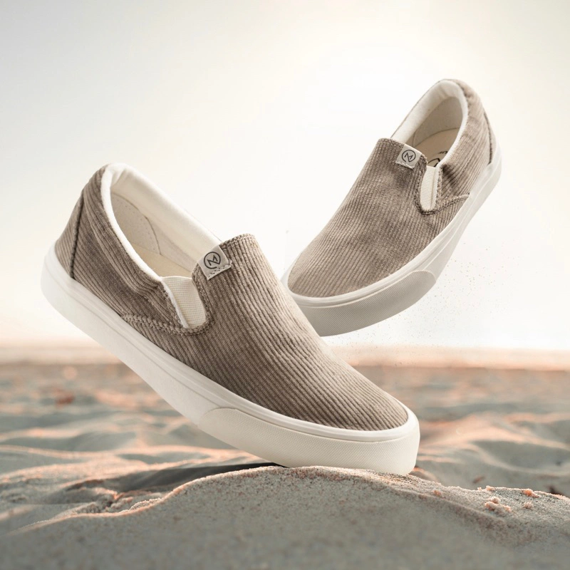 MARQUE Sepatu Sneakers CORDUROY SLIP ON CREAM BROWN - For Unisex, Vulcanized