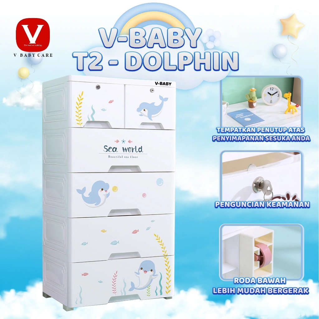 V-BABYCARE memperdalam, menebal Lemari pakaian laci plastik bertingkat model , kotak tempat penyimpanan mainan baby, Loker lemari anak-anak/VBABY-T2