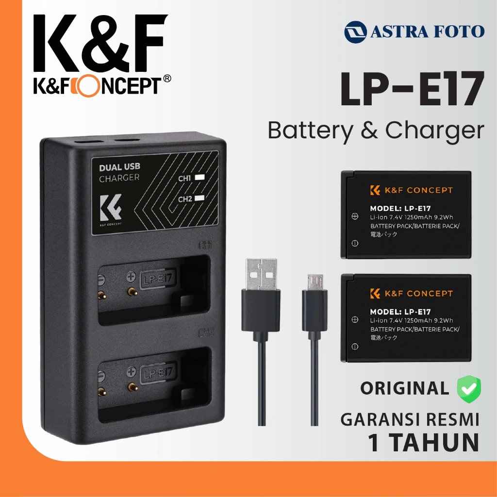 KNF K&F Concept Battery Canon LP-E17 2PCS + Dual Slot Charger LPE17 - Battery Charger