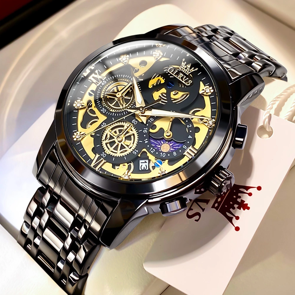 OLEVS Jam Tangan Pria Anti Air Original Rantai Keren Terbaru Mewah Luxury Stainless Steel Chronograph Watch Men Cod