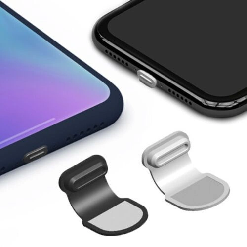 Baru !! PLUG IN Charge - Penutup Port Charger / Pengisian Daya Change / Anti Dust Debu/ Sticker Tutup Por Lubang/Lobang Chargeran an Tempel Back Belakang Di HP Type C USB Tipe Smartphone Phone Out Tape Perekat Cover Warna HITAM Stiker Bolong Lightning IOS