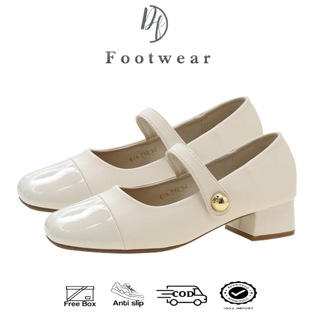 [DF FOOTWEAR] DF 721 Sepatu Oxford Sepatu Kerja Wanita Slip On Premium Quality Black Karet