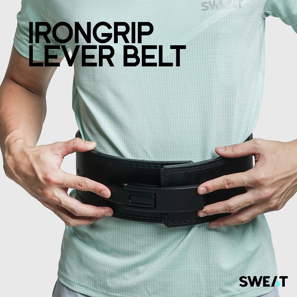SWEAT - Irongrip Lever Belt | Sabuk Powerlifting Gym Cow Leather untuk Angkat Berat, Gym & Fitness