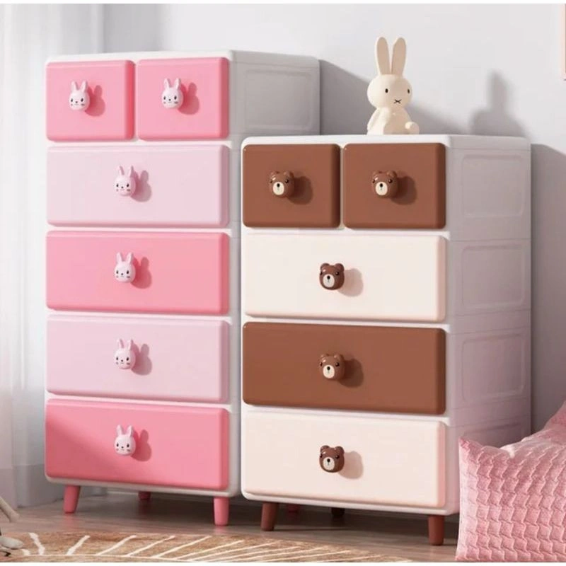 Albymart Lemari Pakaian Anak Plastik Susun Laci Jumbo Lemari Baju Bayi Wardrobe Karakter Bunny