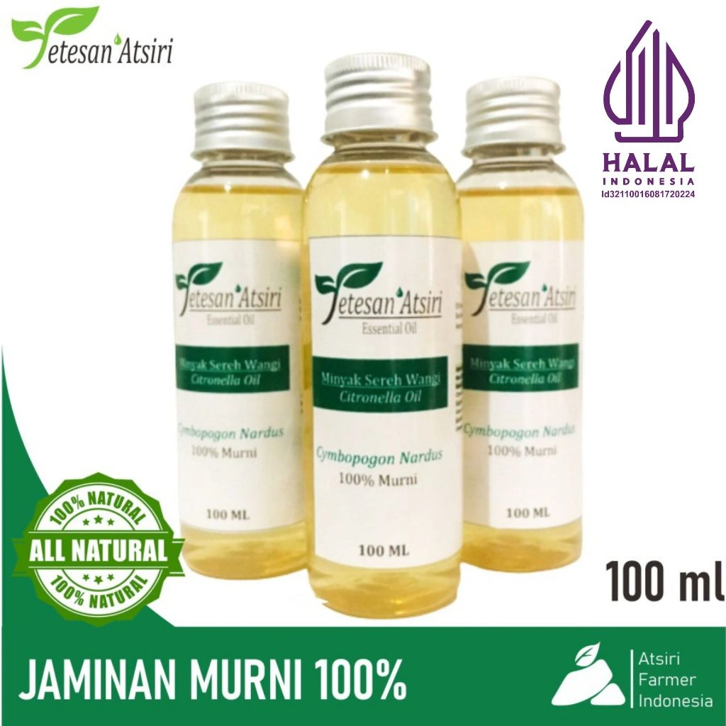 100ml Citronella Pure Essential oil - original minyak sereh wangi murni pure essential esensial esential oil aromatherapy aromaterapi diffuser pengharum ruangan asli penyulingan tanpa campuran murni atsiri