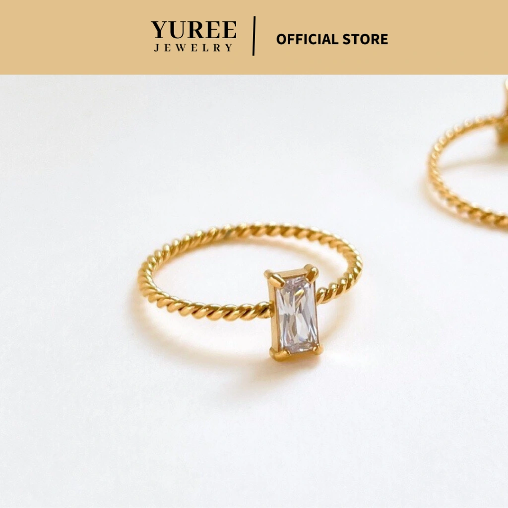 YUREE • Ellen Ring • Perhiasan Cincin Permata Titanium • Cincin Stainless Steel • Cincin Wanita Anti Hitam Anti Karat Aesthetic Korean Style Elegan Simple Mewah