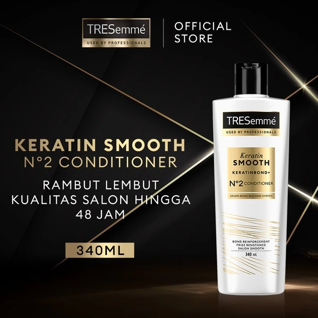 TRESEMME Hair Conditioner Keratin Smooth Rambut Lembut 48 Jam* Perawatan Rambut dengan Hydrolyzed Keratin Kualitas Salon 340ML