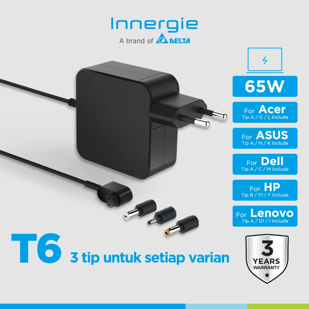 Innergie - Adapter Charger Laptop T6 65W 45W for Laptop Acer Asus Lenovo Dell HP