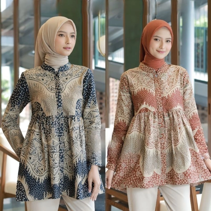 Atasan Batik Wanita  Baju Batik Kerja Wanita Kancing Depan Modern  Batik Busui Blouse Batik Lyodra