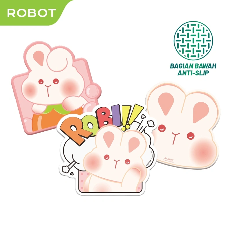 ROBOT Mousepad RP07 Bentuk Kelinci Lucu Material PU Anti-Slip Original - Garansi 1 Tahun