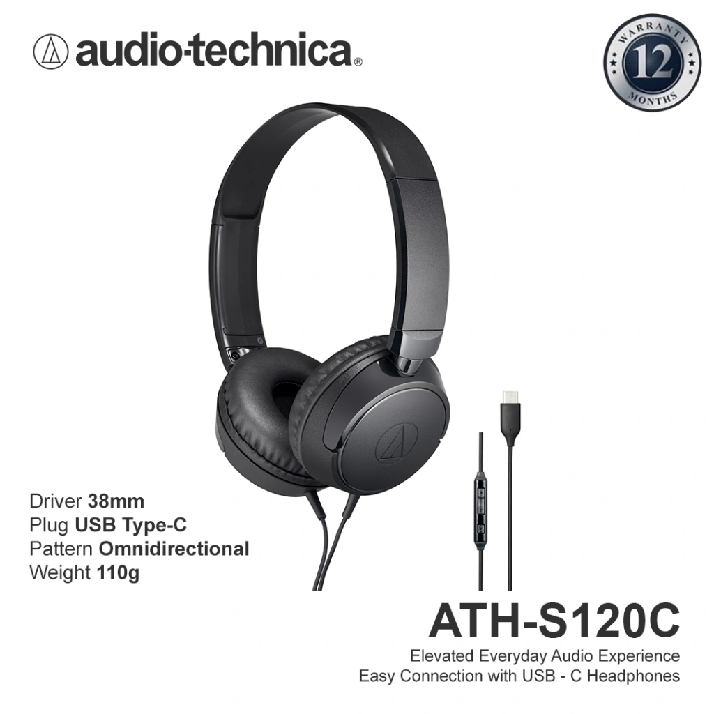 Audio-Technica ATH-S120C Portable Headphone with Mic