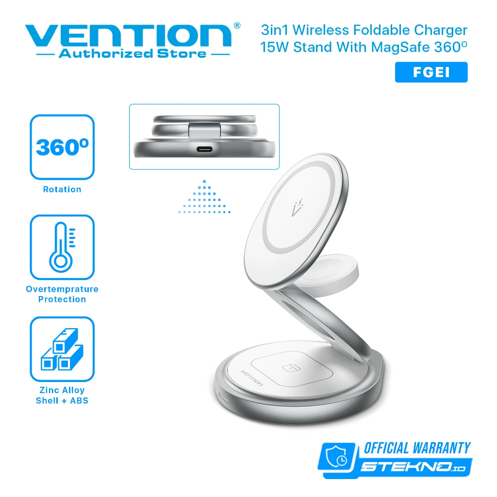 Vention 3 in 1 Wireless Charger with Magsafe Magnetic Stand Phone Holder Fast Charging