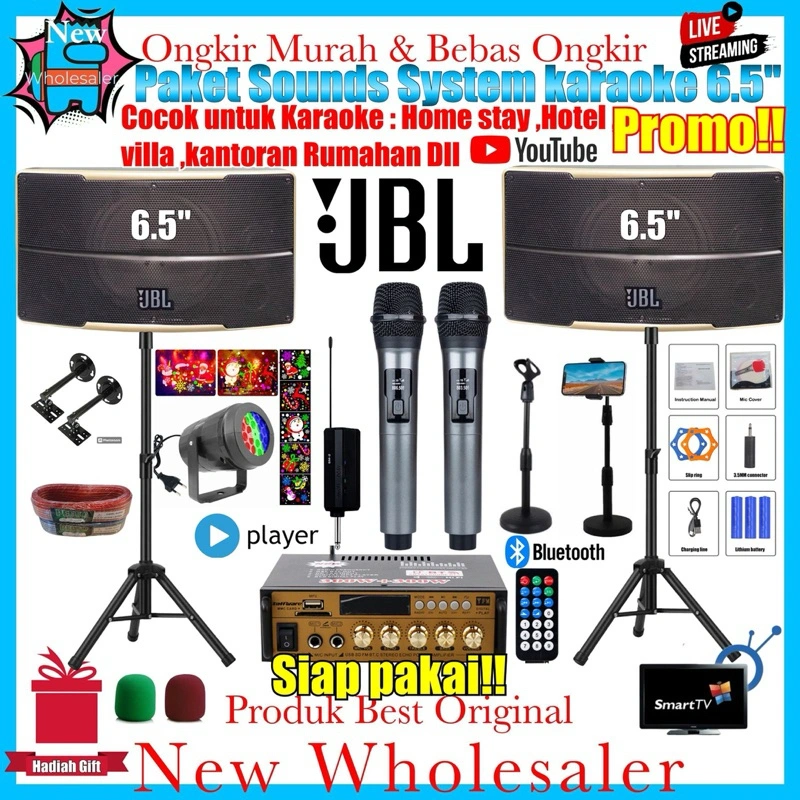 Paket Sound system Karaoke lengkap Siap pakai 6.5 inch original Rumahan