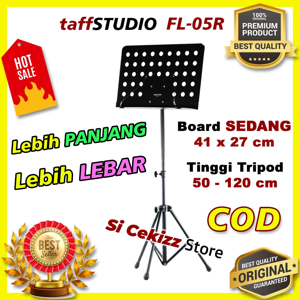 Stand Teks Lagu Partitur Sheet Musik 180 Derajat Adjustable - FL-05R - Black - ORI PREMIUM