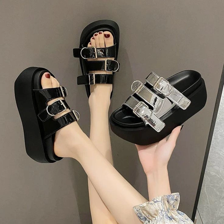 GN-88-5 Sandal Tali Gesper Wedges Model Croco Sandal Selop Fashion Wanita AntiSlip Import PCU