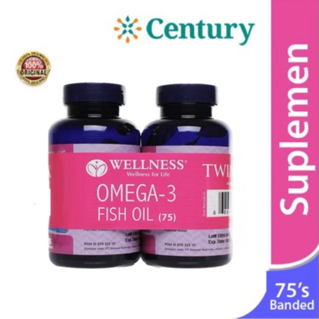 Wellness Omega-3 Fish Oil @75 Caps (Buy 1 Get 1 Free) / Minyak Ikan/ Fish Oil 1000mg/ Kolesterol