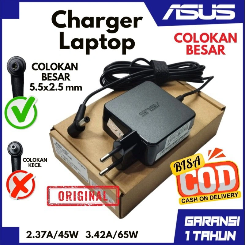 [GARANSI 1 TH] Charger Laptop Asus Original BIG Plug X451 X455 A455L A46 X401U A45A A43 K40J N56 X450 A46 X550 A450L X450L