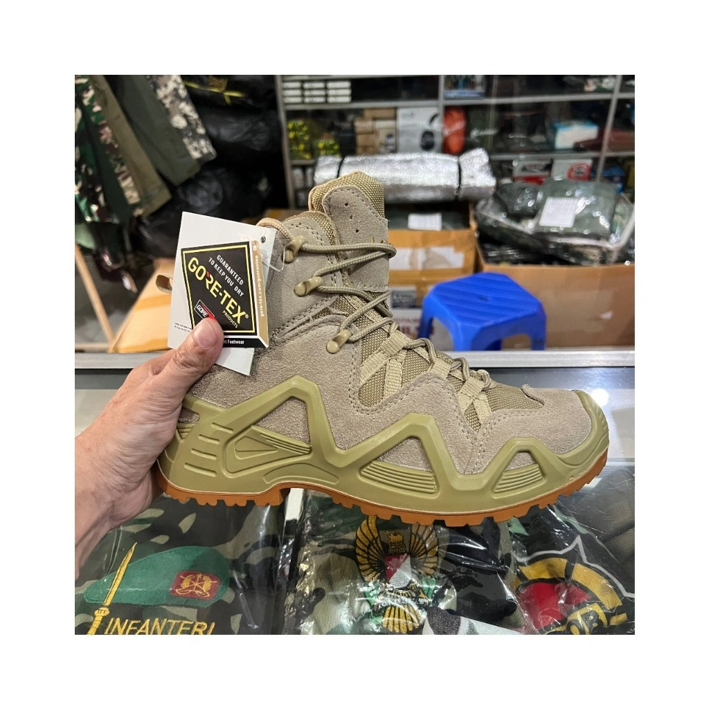 Sepatu Tactical L.O.W.A Combat Boots MIDBLW 6 Inci Tali Mid-Boots Outdoor Shoes Tan Desert Sepatu Gunung Gurun