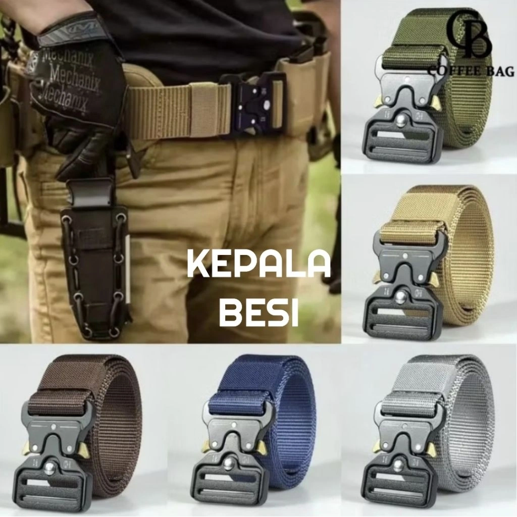 [CB] Ikat Pinggang Pria Canvas Militer Fast Unlocking Besi Sabuk Pria-BD-21/AH-46/NGM-40/BD-21-5