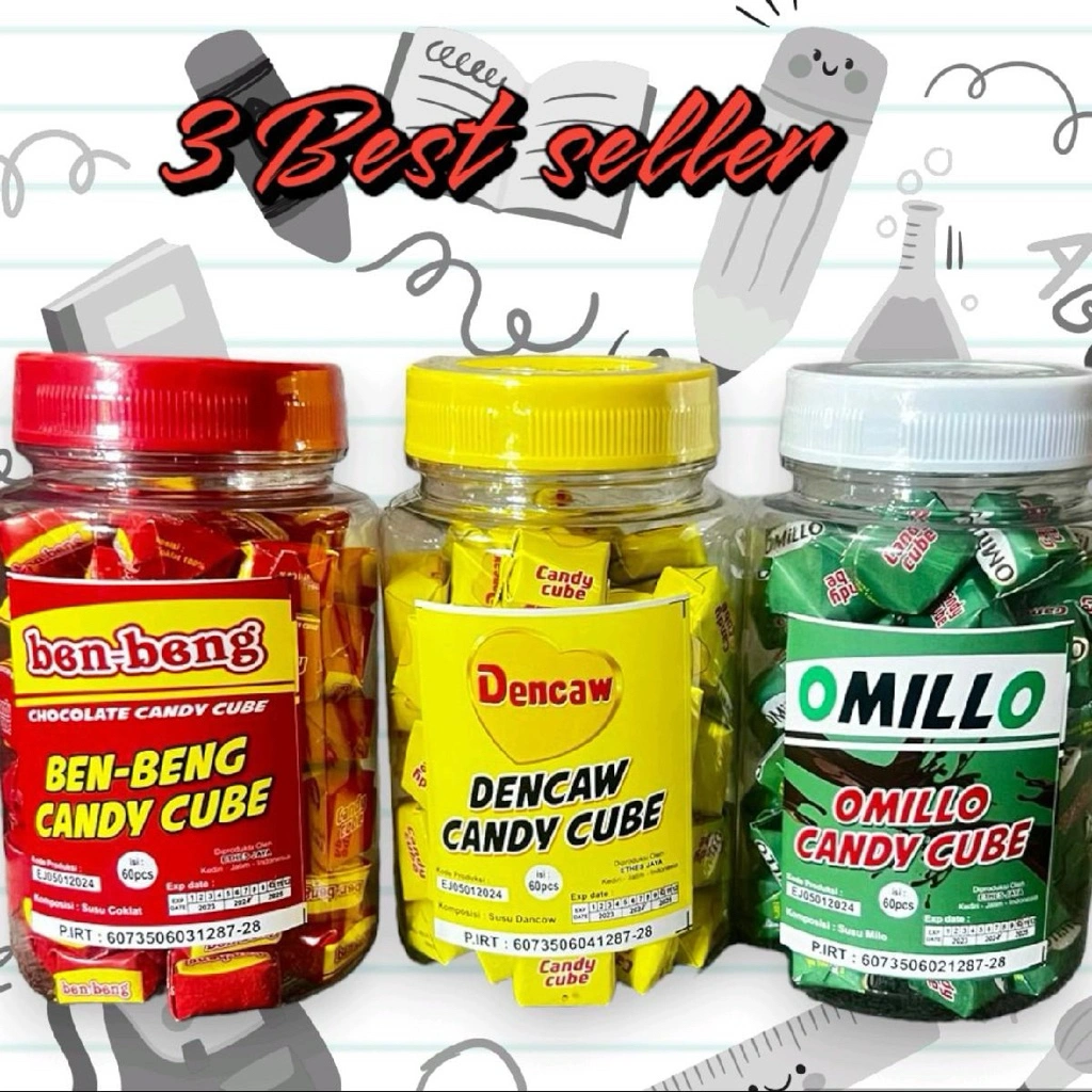 PAKET 3 PERMEN CUBE OMDENBENG ISI 60pcs/botol