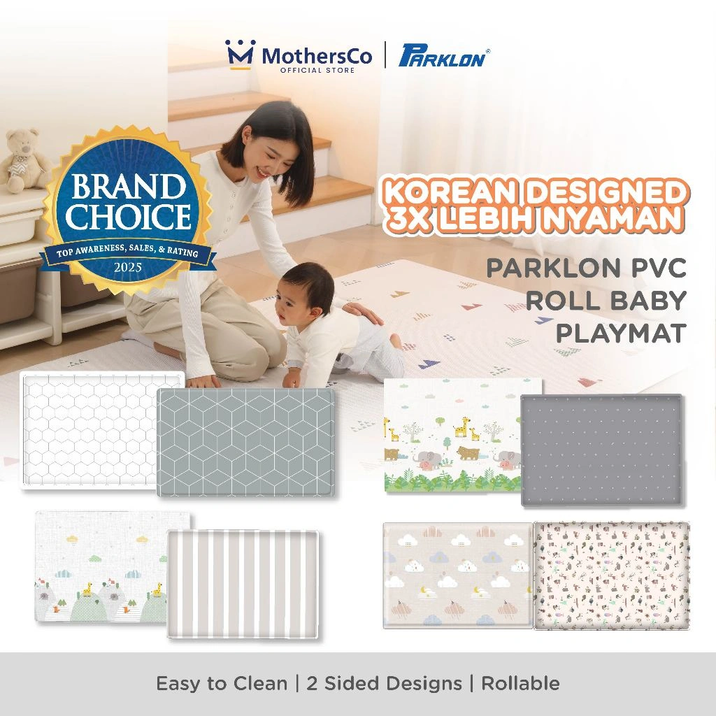 Parklon PVC Roll Playmat 130x190/140x230 cm Double Side | Matras Karpet Lantai Bayi Korea | Matras Bayi | Bayi Playmat | Karpet Lantai