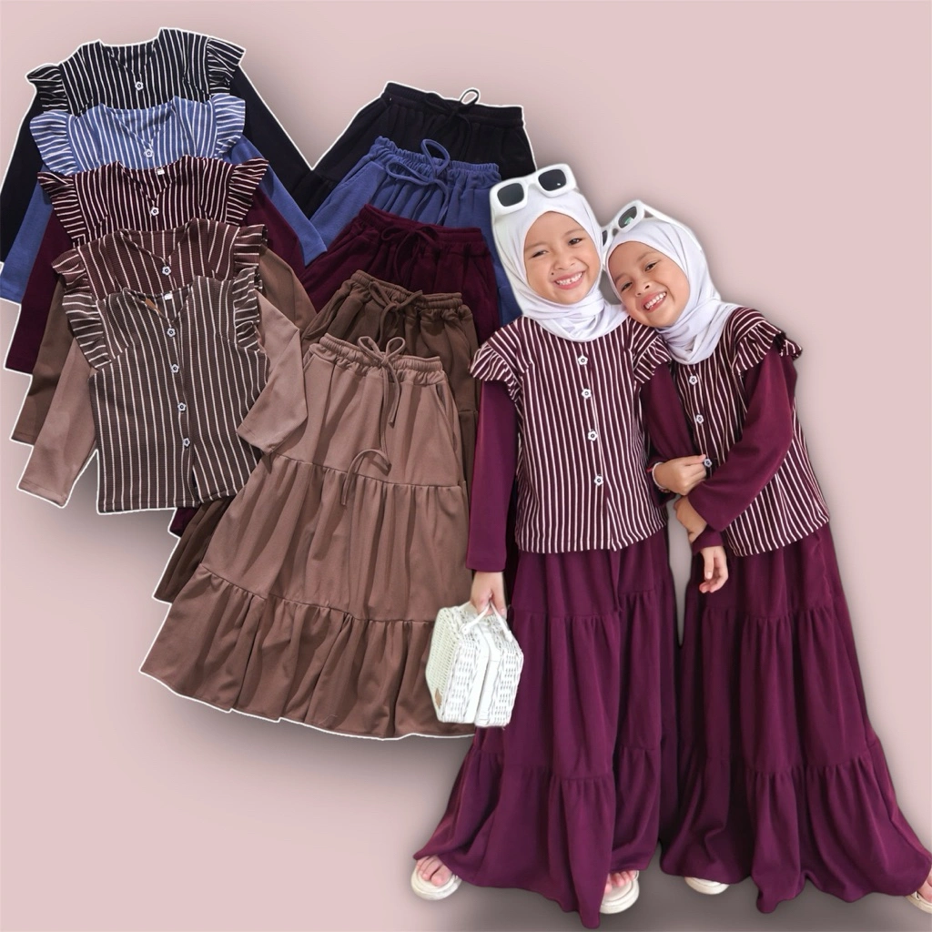 1-12Thn ONE SET HAIFA SETELAN ROK ANAK PEREMPUAN PREMIUM