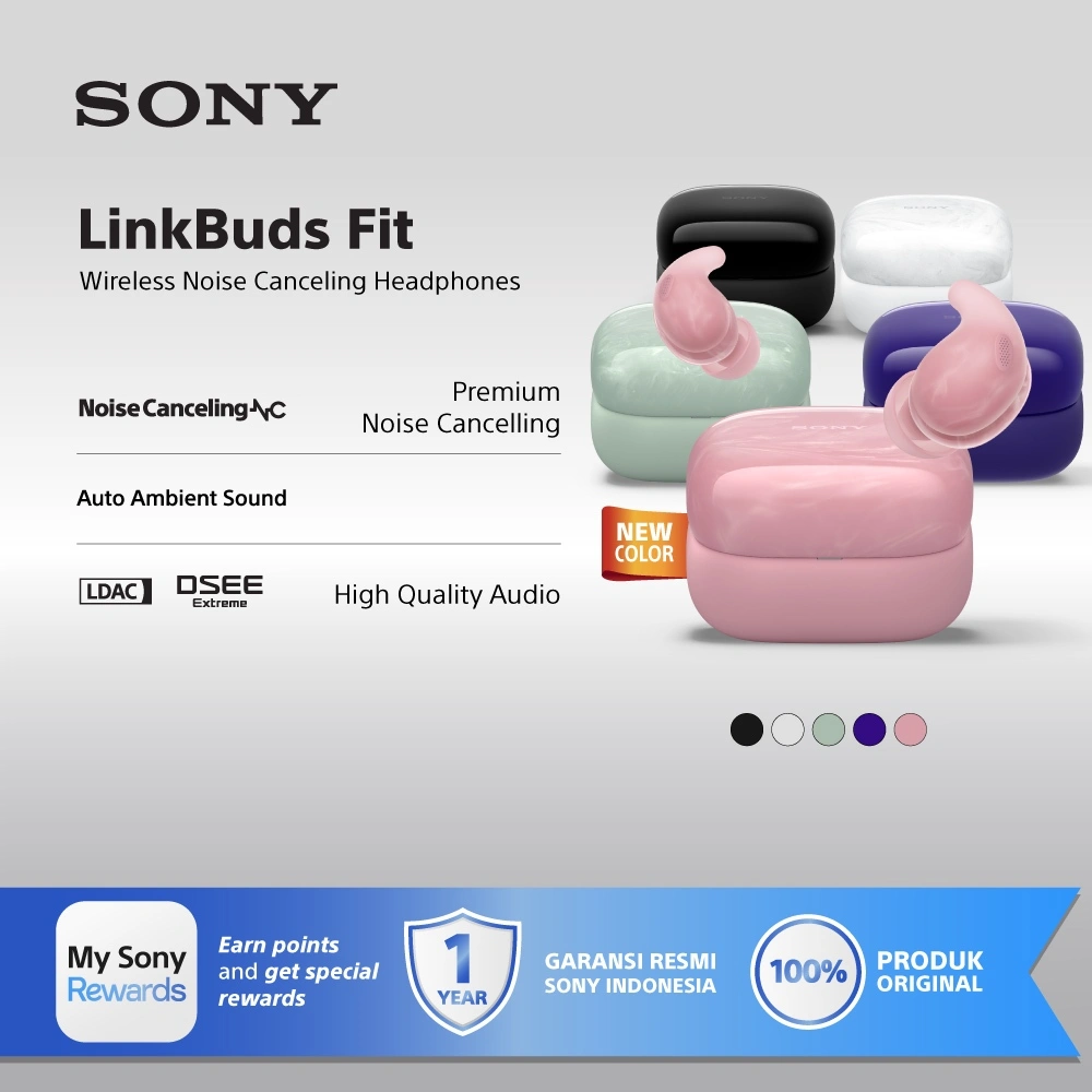 SONY LinkBuds Fit TWS Truly Wireless Noise Cancelling Earbuds with Bluetooth 5.3, Adaptive Sound, 24 Hours Battery, IPX4